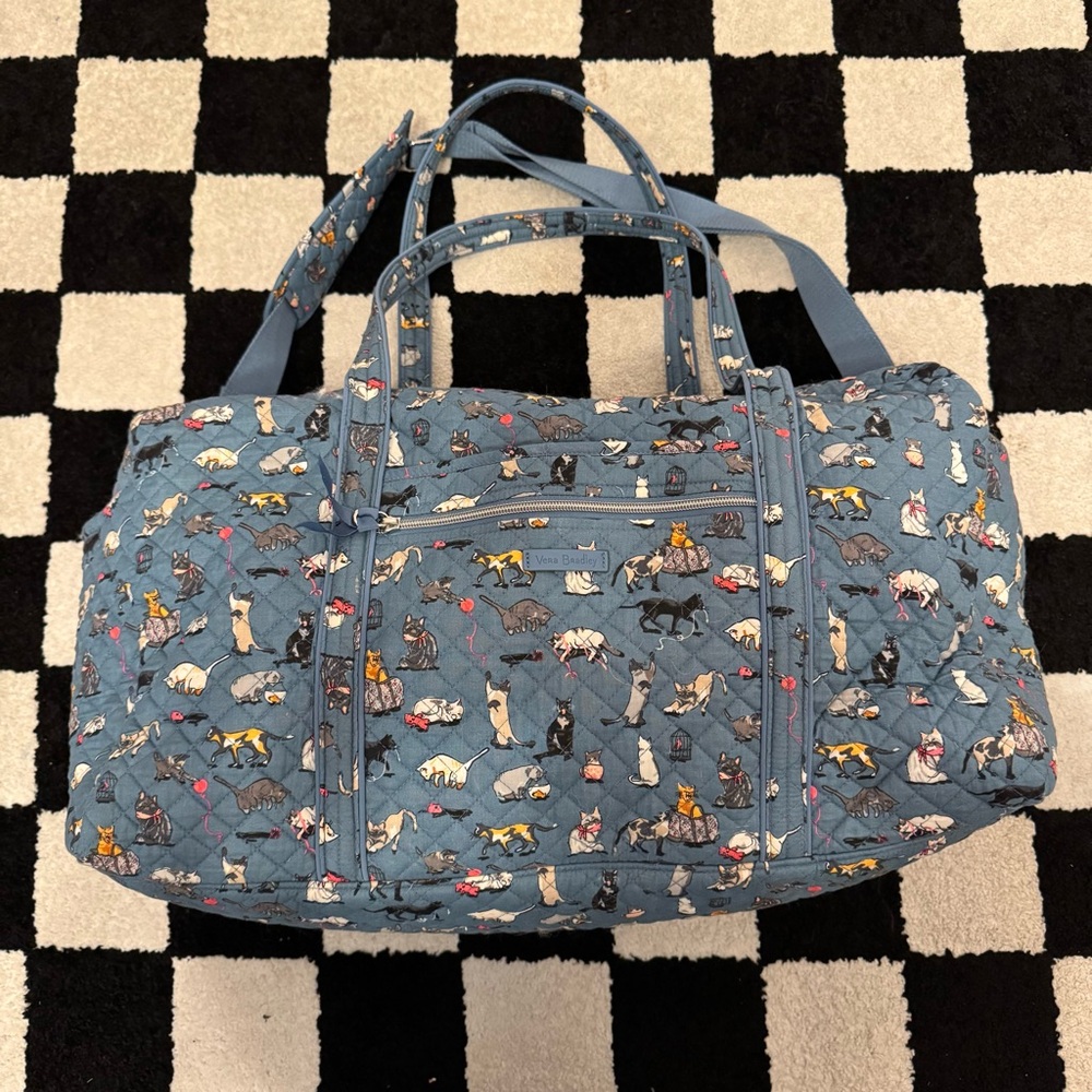Vera Bradley Travel Duffle Bag Cats Meow Blue Travel Luggage Cats Kitten